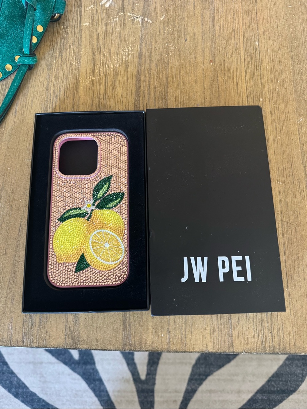 JW PEI Pink Crystal Lemon iPhone Case with Yellow Lemon Motif